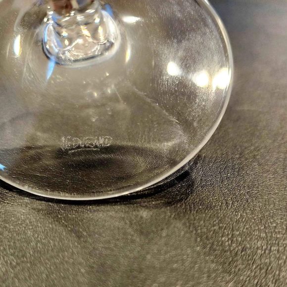 2 Vintg JG Durand Signed FLORENCE Frosted Crystal Goblets Drink Glasses Stemware - Picture 4 of 6